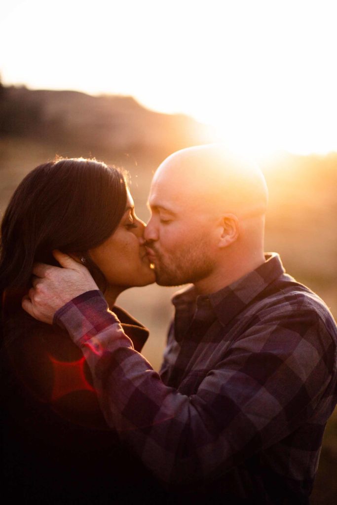 Couple kissing during Golden Hour