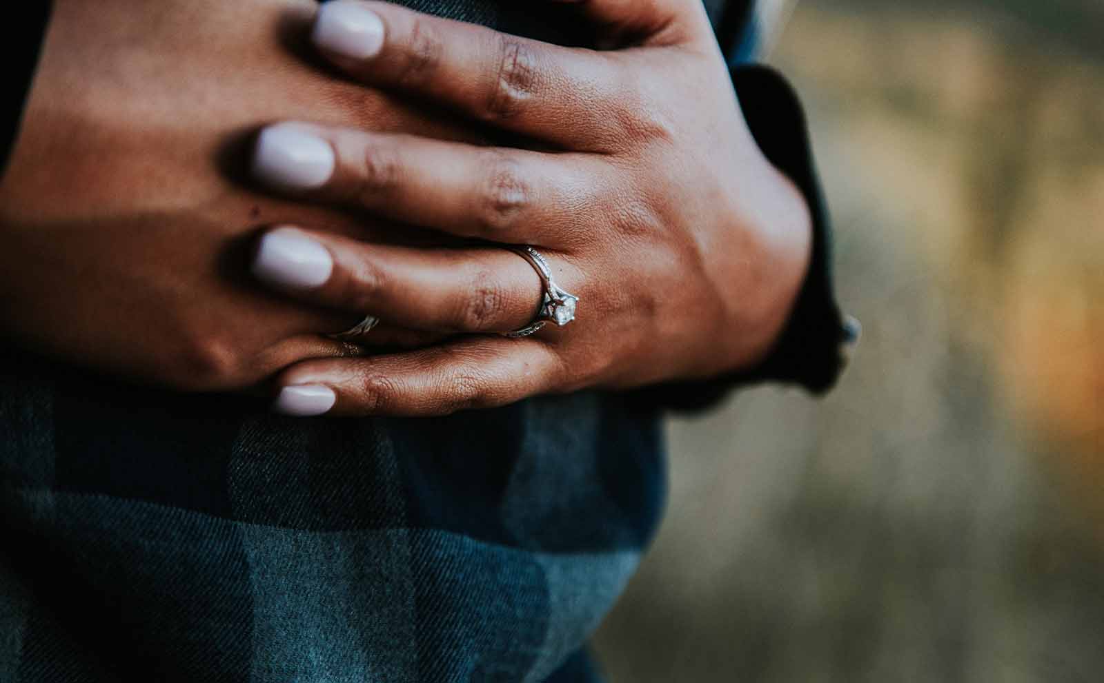 Engagement Ring on finger