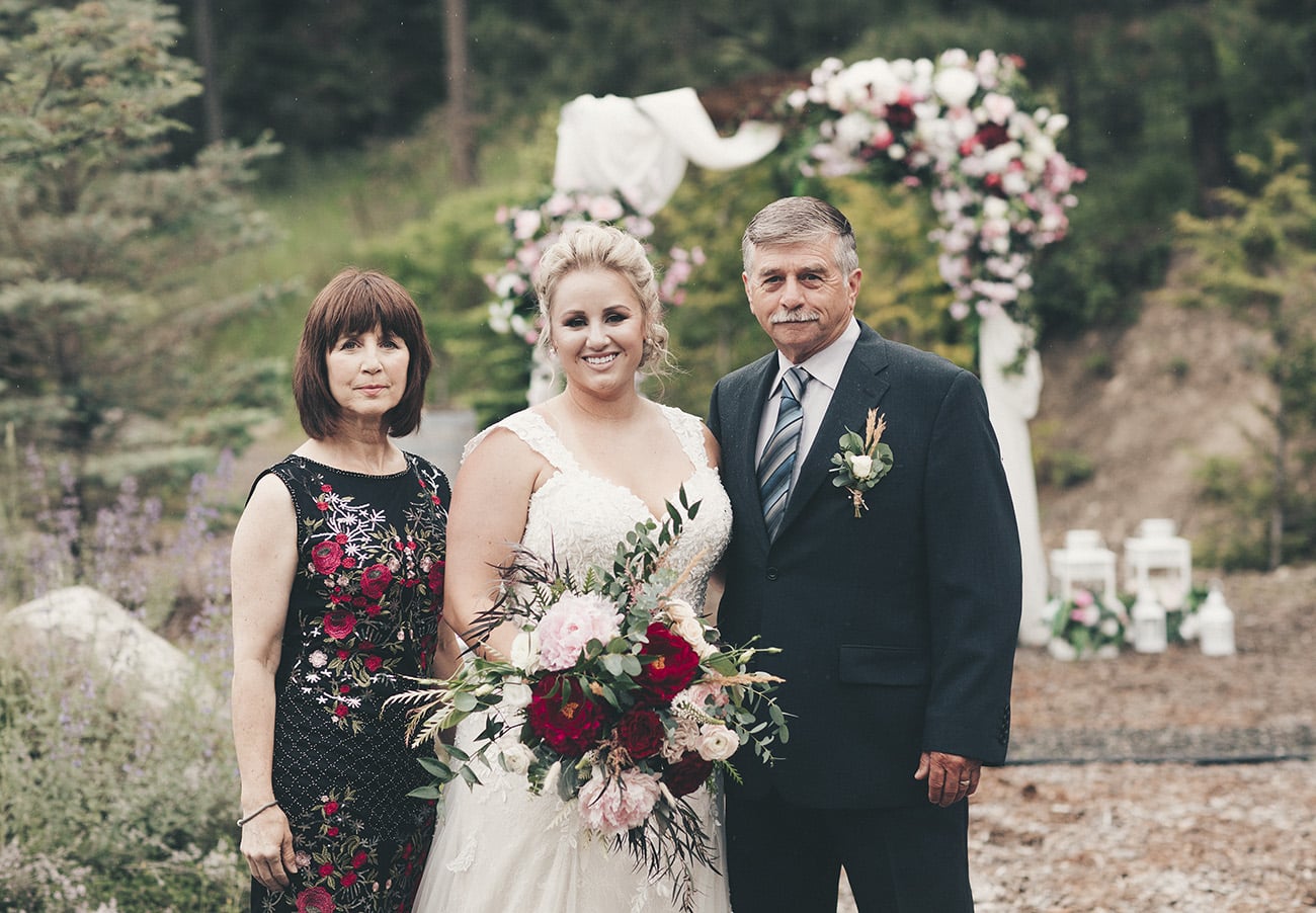 a bride with her parents