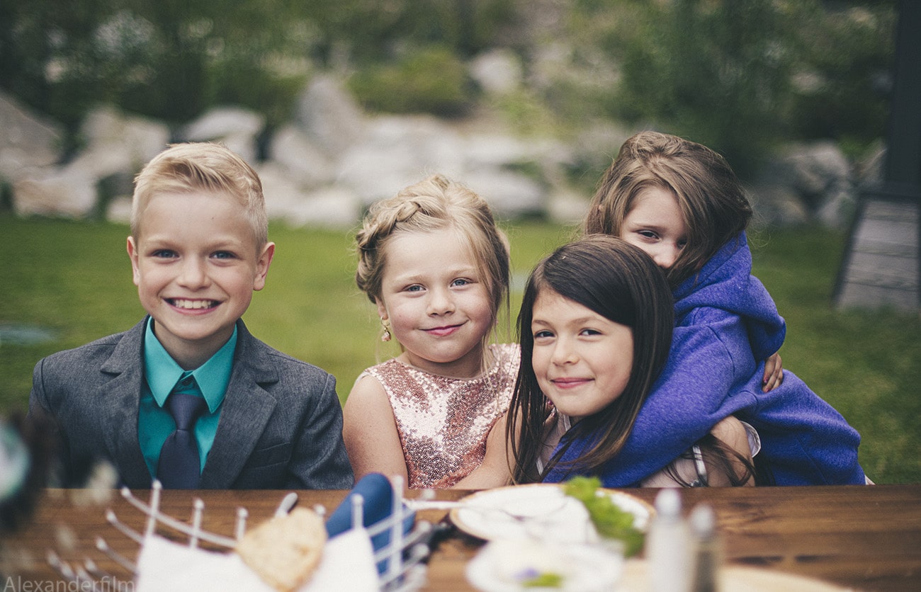 small children at a picnic table
