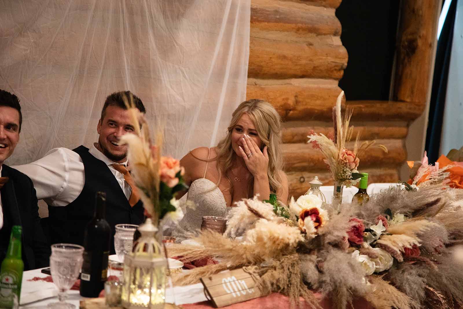 bridal party crying at table