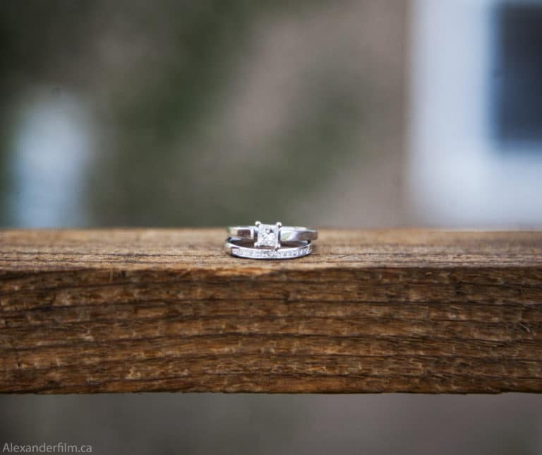 wedding rings on some wood