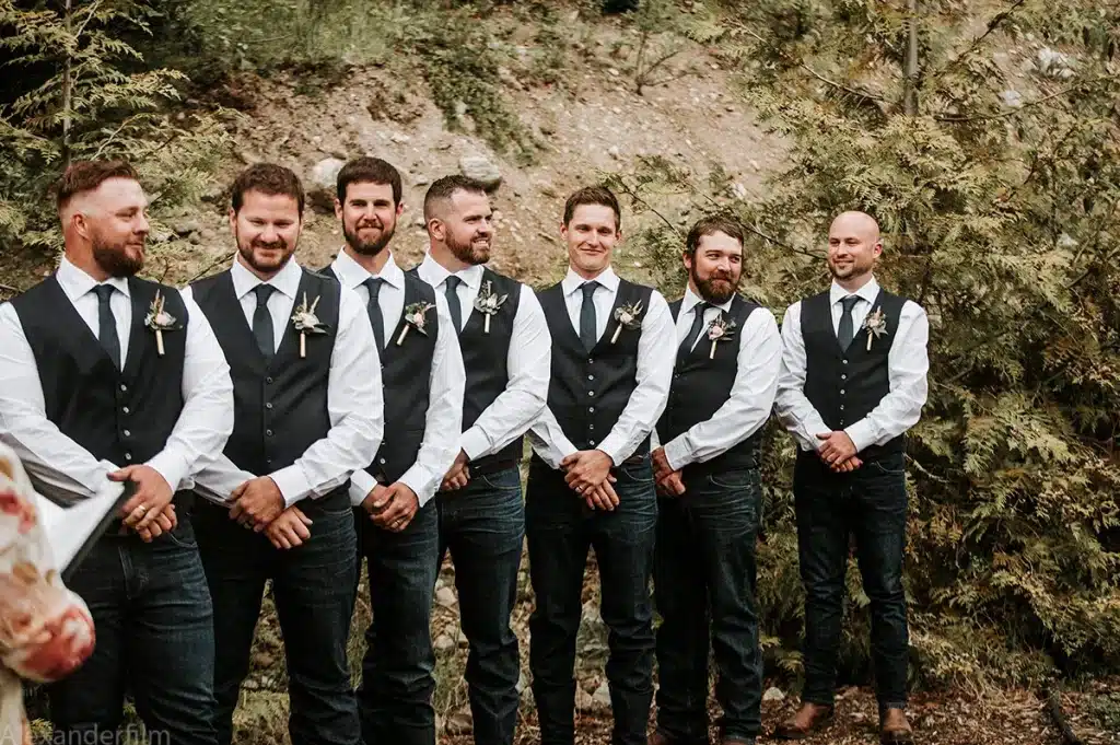 groomsman lined up at wedding