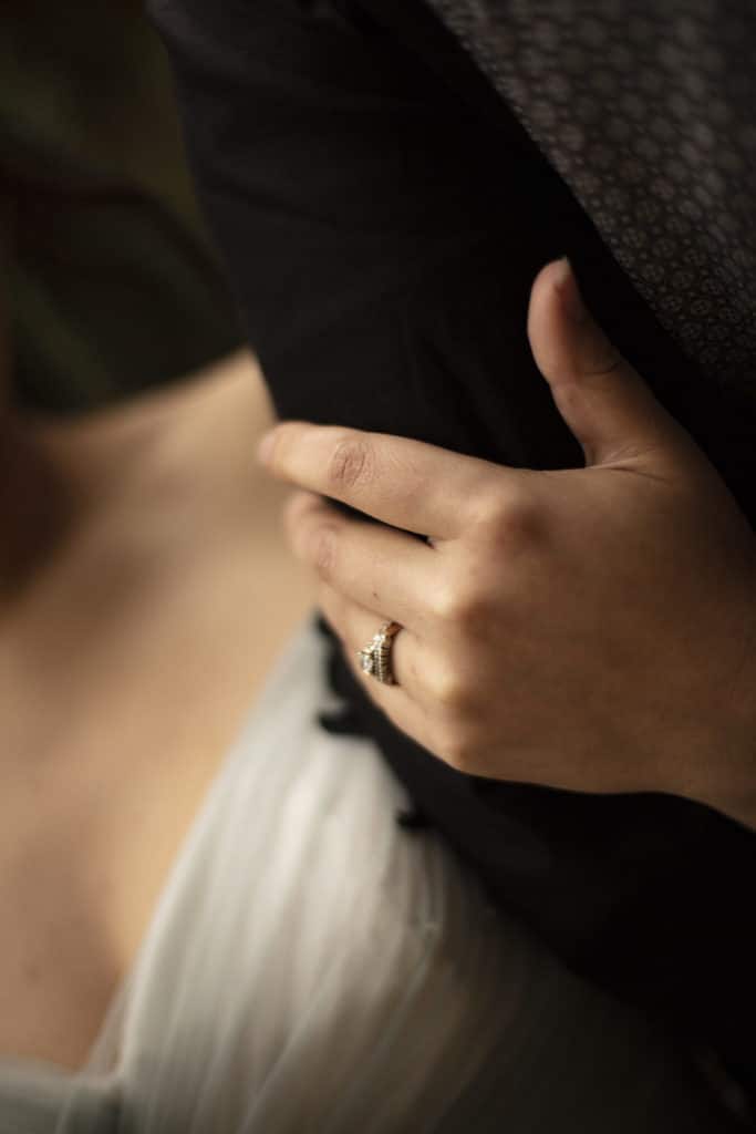 hand with wedding ring on it
